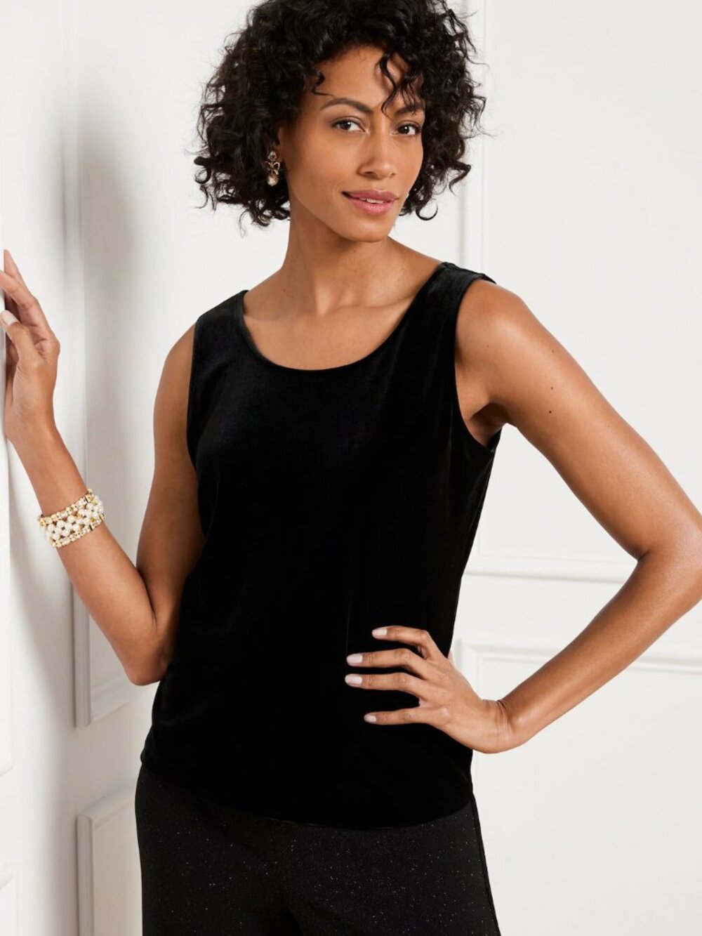 NEW‎ Talbots Reservable Velvet Camisole Sz M Black Layering Luxe Wedding Party